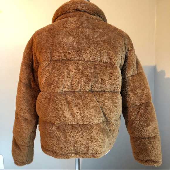 Kendall & Kylie Brown Teddy Puffer Jacket, size M/L - Picture 4 of 8